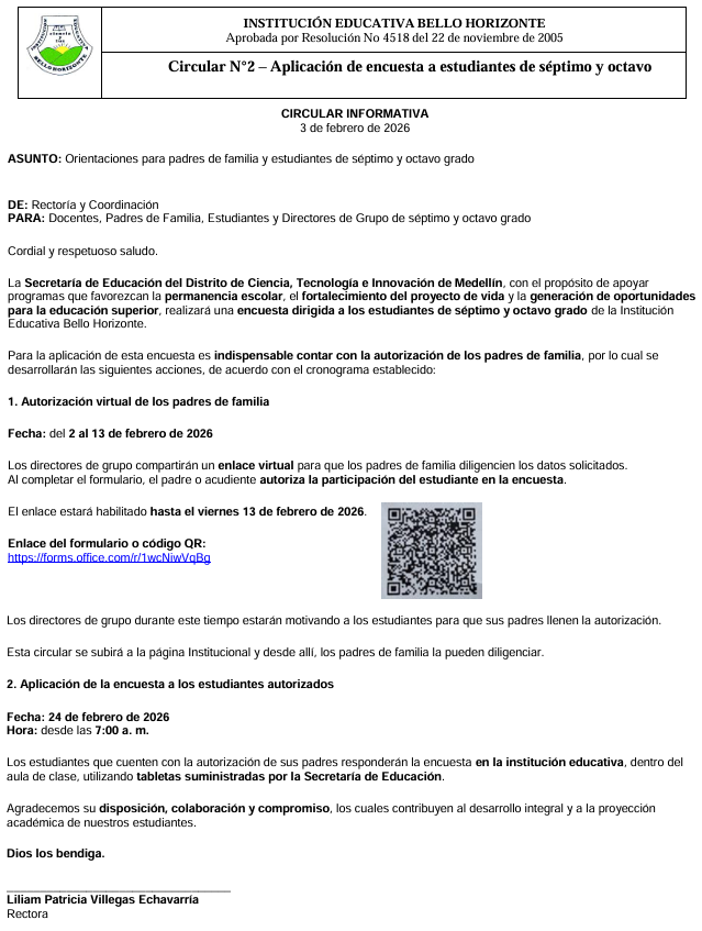 Orientaciones para padres y estudiantes de grados 7 y 8